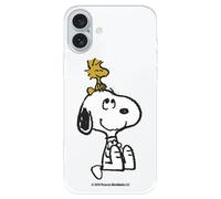 Custodia compatibile con iPhone 16 Plus Ufficiale Peanuts Woodstock e Snoopy per proteggere il tuo cellulare. Custodia in silicone trasparente flessibile con licenza ufficiale Snoopy
