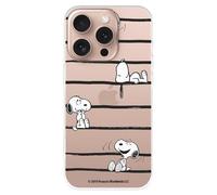Custodia Compatibile con iPhone 16 Pro Ufficiale di Peanuts Snoopy a Righe per Proteggere il Tuo Cellulare. Cover in Silicone Trasparente Flessibile con Licenza Ufficiale di Snoopy