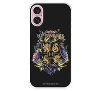 Custodia compatibile con iPhone 16 ufficiale Harry Potter Hogwarts Floral per proteggere il tuo cellulare. Custodia in silicone trasparente flessibile con licenza ufficiale di Harry Potter