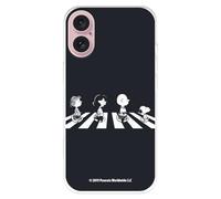 Custodia compatibile con iPhone 16 ufficiale Peanuts Personaggi Beatles per proteggere il tuo cellulare. Custodia in silicone trasparente flessibile con licenza ufficiale Snoopy