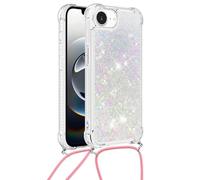 Custodia compatibile con iPhone 16E/SE 2025 con cordino, glitter luccicante per donne e ragazze, custodia per telefono antiurto con liquido galleggiante. Colorata
