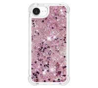 Custodia compatibile con iPhone 16E/SE 2025 con cordino, glitter luccicanti per donne e ragazze, custodia per telefono antiurto con sabbie mobili galleggianti per iPhone 16E/SE 2025. Rosa