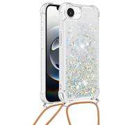 Custodia compatibile con iPhone 16E/SE 2025 con cordino, glitter luccicanti per donne e ragazze, custodia per telefono antiurto per iPhone 16E/SE 2025. Argento