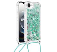 Custodia compatibile con iPhone 16E/SE 2025 con cordino, glitter luccicanti per donne e ragazze, custodia per telefono antiurto con liquido galleggiante, per iPhone 16E/SE 2025. Verde