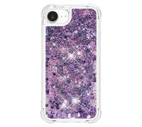 Custodia compatibile con iPhone 16E/SE 2025 con cordino, glitter luccicanti per donne e ragazze, custodia per telefono antiurto con liquido galleggiante, per iPhone 16E/SE 2025. Viola