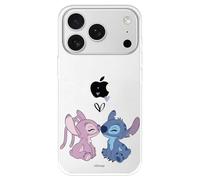 Custodia compatibile con iPhone 17 Pro MAX Ufficiale Disney Angel & Stitch Beso per proteggere il tuo cellulare. Custodia in silicone trasparente flessibile con licenza ufficiale di Lilo & Stitch