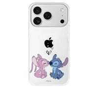 Custodia compatibile con iPhone 17 Pro ufficiale Disney Angel & Stitch Beso per proteggere il tuo cellulare. Custodia in silicone trasparente flessibile con licenza ufficiale di Lilo & Stitch