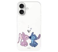 Custodia compatibile con iPhone 17 ufficiale Disney Angel & Stitch Beso per proteggere il tuo cellulare. Custodia in silicone trasparente flessibile con licenza ufficiale di Lilo & Stitch