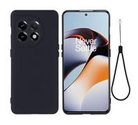 Custodia compatibile con OnePlus ACE 2, antigraffio, sottile, in silicone liquido, morbida gomma TPU, protezione completa della fotocamera, colore puro, semplice, con cinturino da polso.(Siyah)