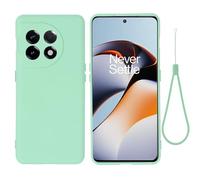 Custodia compatibile con OnePlus ACE 2, antigraffio, sottile, in silicone liquido, morbida gomma TPU, protezione completa della fotocamera, colore puro, semplice, con cinturino da polso.(Ye?il)