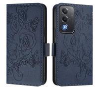 Custodia compatibile con OPPO A5 5G/A3 PRO 5G Overseas/OPPO A3 PRO 5G India/OPPO A80 5G Europa, custodia per telefono in pelle PU con supporto con blocco per carte di credito e cinturino da polso, blu