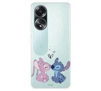 Custodia compatibile con OPPO A58 4G ufficiale Disney Angel & Stitch Baiser per proteggere il tuo telefono cellulare | Custodia in silicone trasparente flessibile con licenza ufficiale Lilo & Stitch