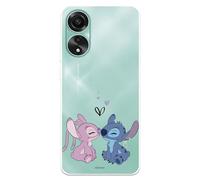 Custodia compatibile con OPPO A78 4G ufficiale Disney Angel & Stitch Beso per proteggere il tuo cellulare. Custodia in silicone trasparente flessibile con licenza ufficiale di Lilo & Stitch
