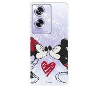 Custodia compatibile con OPPO A79 5G Ufficiale Disney Mickey e Minnie Bacio per proteggere il tuo cellulare. Custodia in silicone trasparente flessibile con licenza ufficiale Disney Classic