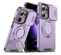 Custodia compatibile con OPPO Reno 16 Pro 5G, per obiettivo scorrevole e fotocamera, con supporto ad anello, antigraffio, viola
