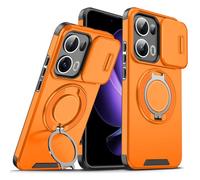 Custodia compatibile con OPPO Reno 16 Pro 5G, per obiettivo scorrevole e fotocamera, con supporto ad anello, antigraffio, arancione
