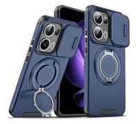 Custodia compatibile con OPPO Reno 16 Pro 5G, per obiettivo scorrevole e fotocamera, con supporto ad anello, antigraffio, blu