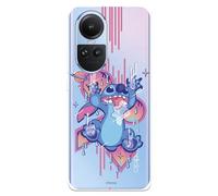 Custodia compatibile con OPPO Reno10 Ufficiale Disney Stitch Graffiti per proteggere il tuo cellulare. Custodia in silicone trasparente flessibile con licenza ufficiale di Lilo & Stitch