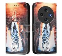 Custodia compatibile con Oukitel C5 2025, custodia a portafoglio in pelle PU con scomparti per carte di credito, supporto pieghevole e protezione magnetica. Gatti/Tigri