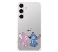Custodia compatibile con Samsung Galaxy S24, ufficiale Disney Angel & Stitch-Kiss, per proteggere il tuo cellulare, custodia in silicone trasparente, flessibile, con licenza ufficiale di Lilo & Stitch