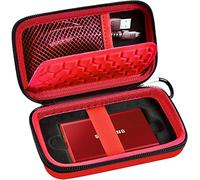 Custodia compatibile con Samsung T7/T7 Touch SSD portatile da 1 TB 2 TB 500 GB USB 3.2 esterno Solid State Drive, organizer da viaggio adatto per cavi USB e altri accessori (rosso)