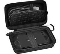 Custodia compatibile con Samsung T7/T7 Touch SSD portatile da 1 TB 2 TB 500 GB USB 3.2 esterno Solid State Drive, organizer da viaggio adatto per cavi USB e altri accessori (nero completo)