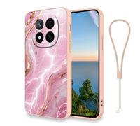 Custodia compatibile con Xiaomi Redmi Note 14 Pro 5G Custodia con nastro, Custodia protettiva per Redmi Note 14 Pro 5G Modello Estetico Case Silicone Accessori TPU Bumper Bumper Cover Originale (Rosa)