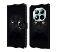Custodia compatibile con Xiaomi Redmi Note 15 Pro 5G - PU Pelle Cover - Portafoglio con Funzione Supporto e Slots - Case Occhi Pantera nera