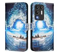 Custodia compatibile con ZTE Red Magic 11 Air traforata, custodia a portafoglio in pelle PU con slot per carte di credito supporto pieghevole protezione magnetica flip cover. Onde e sole