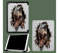 Custodia Compatibile per Cover iPad Pro 11 2022/2021/2020, a tre ante con portapenne per iPad Pro 11 pollici,Attivazione/Disattivazione Automatica Muri Rotti Dinosauri Feroce Animale-Grigio