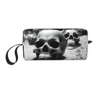 Custodia compatta con stampa di teschi bianchi e neri, borsa per il trasporto minimalista, grande capacità per il trasporto protettivo