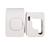 Custodia compatta per fotocamera istantanea in pelle PU con tracolla compatibile con Fujifilm Fuji Instax Mini LiPlay, Bianco fumé