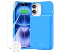 Custodia con batteria per iPhone 16/16e, [2025 nuovo] Custodia di ricarica rapida 8500 mAh, ultra sottile, leggera, ricaricabile, anti-caduta, in TPU, potente, per iPhone 16/16e (6,1 pollici), blu