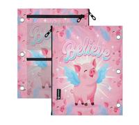 Custodia con cerniera per 3 raccoglitori ad anelli 2 PCS Believe Flying Pig con le ali