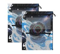 Custodia con cerniera per raccoglitore a 3 anelli, colore nero, palla da bowling, blu e bianco