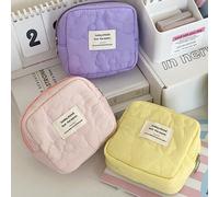 Custodia con chiusura lampo a stampa floreale morbida, portasanitari/tamponi portatile, beauty case, organizer cosmetici, per uso quotidiano, bellissima pochette da donna verde,Viola,rosa,gialloColora