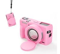 Custodia con Coprilente per Canon G7 X Mark III Bianca Nera Custodia | Adattamento perfetto, materiale morbido, protezione urti, design sottile, per facile per accesso pulsanti(Pink)