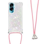 Custodia con Corda Collana per Huawei Honor 90 Lite Case, Glitter Bling Liquido Sabbie Mobili Bumper Case TPU Silicone Morbido Brillantini Quicksand Cover per Huawei Honor 90 Lite,GS Color Love