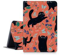 Custodia con fiori di gatto nero per iPad 9a/8a/7a generazione 10,2" 2021/2020/2019, custodia pieghevole in pelle PU antiurto con funzione di accensione/spegnimento automatico per iPad da 10,2 pollici