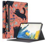 Custodia con fiori di gatto nero per Samsung Galaxy Tab S9 FE 5G 11"/Galaxy Tab S9 11" 2023, custodia con angoli di visualizzazione multipli con supporto per penna S Auto Sleep/Wake per Galaxy Tab S9
