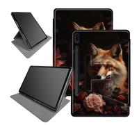 Custodia con fiori di volpe per Samsung Galaxy Tab S8 Plus 2022/S7 FE 2021/S7 Plus 2020 12,4 pollici, supporto pieghevole girevole a 360 gradi, custodia con angoli di visione multipli con funzione