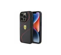 Custodia con logo Ferrari Twist in metallo per iPhone 15 Pro 6.1" Nero - FEHCP15LPTWK
