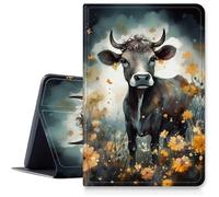 Custodia con margherita mucca per iPad 9a/8a/7a generazione 10,2" 2021/2020/2019, custodia pieghevole in pelle PU antiurto con funzione di accensione/spegnimento automatico per iPad da 10,2 pollici