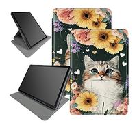Custodia con motivo gatto girasole per Microsoft Surface Pro X (2021/2020/2019) tablet da 13 pollici, rotazione a 360 gradi, custodia con angoli di visualizzazione multipli per Microsoft Surface Pro X