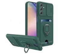 Custodia con slot per scheda fotocamera scorrevole per Samsung A55 A35 A15 A25 A54 A34 A14 A53 A33 A13 A73 A52s A12 A71 Custodia con supporto ad anello magnetico per telefono (A33 5G/Verde scuro)
