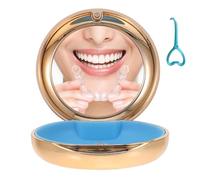 Custodia con specchio, design galvanizzato, custodia sottile con strumento di rimozione, chiusura magnetica, comoda custodia ortodontica per Invisalign/Night Guard/paradenti