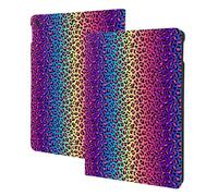 Custodia con stampa leopardata arcobaleno fluo compatibile con iPad di 9a/8a/7a generazione, custodia per tablet compatibile con custodia per iPad da 10,2 pollici, accensione e spegnimento automatico