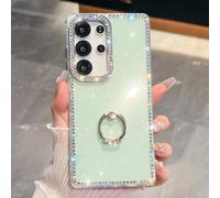 Custodia con supporto ad anello per Samsung Galaxy S25 Ultra S25 Plus con diamanti, custodia rigida per Samsung A56 A36 A55 A35 (per Samsung S25 Plus/verde)