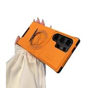 Custodia con supporto magnetico girevole a 360° e fotocamera scorrevole per Samsung S25 Edge S24 S23 FE Plus S22 S21 Ultra A56 A36 A26 A16 A06 A55 A35 A25, arancione, per Galaxy S23 Ultra