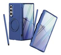 Custodia con supporto rotante per Samsung Fold 3, Pellicola protettiva per schermo, adatta per Mag-Safe Magnetic, Cover protettiva per cerniera Samsung Galaxy Z Fold3 con penna stilo-Blu